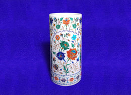 Marble Inlay Pen Stand Floral Design