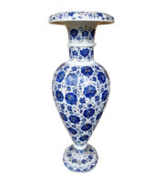 Handmade White Marble Inlay Vase Lapis Floral Art