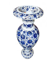 Handmade White Marble Inlay Vase Lapis Floral Art