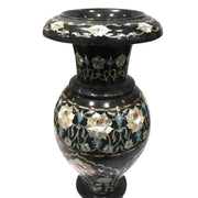 Black Marble Inlay Flower Vase ( Yellow Sea Shell Handicraft )