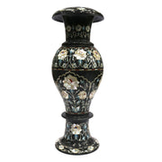 Black Marble Inlay Flower Vase ( Yellow Sea Shell Handicraft )