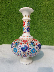 Handmade with Marble Flower Vase ( Pietra dura inlay art )