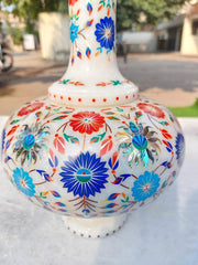 Handmade with Marble Flower Vase ( Pietra dura inlay art )