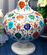 Marble Inlay Flower Vase ( Semi-Precious Stone )