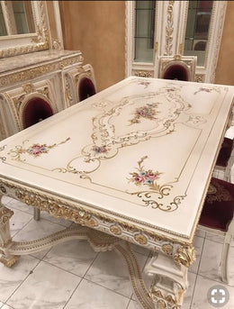 Metal Inlaid Onyx Marble Table Top