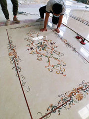 Designer Marble Inlay Floor Art