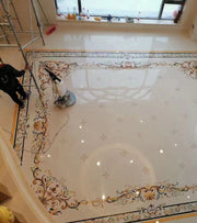 Designer Marble Inlay Floor Art