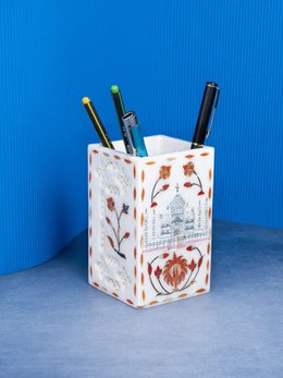 Marble Inlay Pen Stand ( Tajmahal Design )