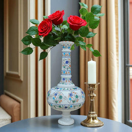 Marble Inlay Flower Vase ( Semi-Precious Stone Handicraft )