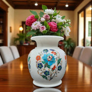 Marble Inlay Flower Vase ( Semi-Precious Stone Handicraft )