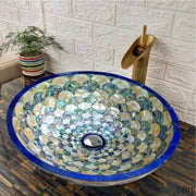 Peacock Wing Style Marble Wash Basin