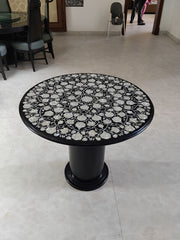 Round Marble Inlay Table Top  ( M.O.P Work )