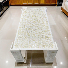 White Marble Inlay Table Top ( Mother Of Pearl Stone )