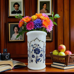 Marble Inlay Flower Vase ( Semi-Precious Stone Handicraft )