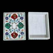 Handmade Marble Inlay Jewelry Box, Floral Stone Keepsake