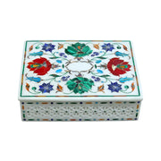Handmade Marble Inlay Jewelry Box, Floral Stone Keepsake
