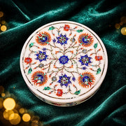 Handmade Marble Inlay Jewelry Box-Indian Trinket Storage, Wedding Gift