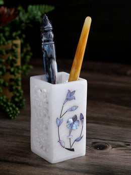 Marble Inlay Pen Stand (Floral Design)